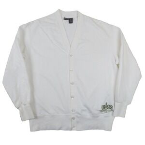 Rocawear Cardigan Sweater Mens XL White V Neck Button Up Cotton Sweatshirt‎ Y2K